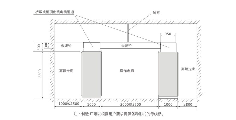 MNS低压抽出式开关柜母线桥安装示意图