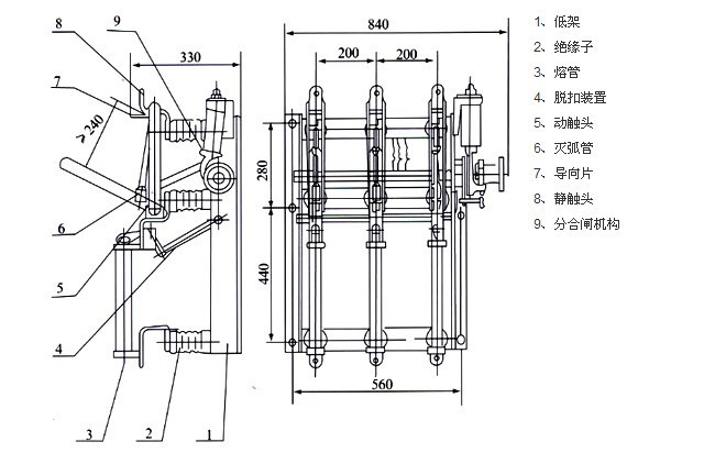 FN5-12R/S户内交流高压负荷开关图